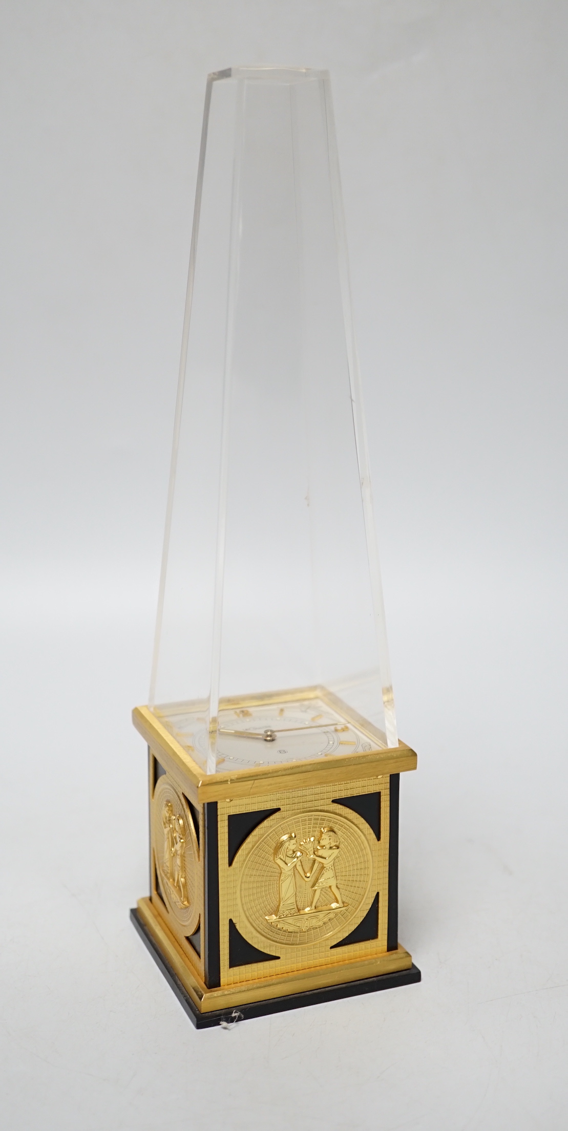 A Le Coultre 8 day ‘obelisk’ clock, 24cm